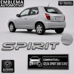 Emblema Automotivo Letreiro Spirit Celta 2007 2008 2009 2010 2011 2012 unidade