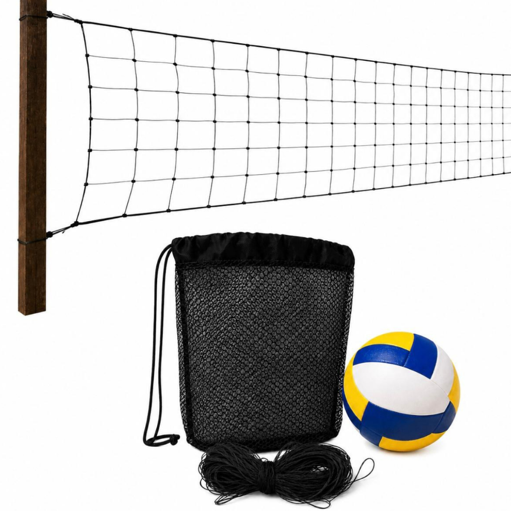 Kit Volei Lazer Bola + Rede 5 Metros Sem Faixa Praia Piscina Quadra Quintal Clube Campo Chácara Recreação