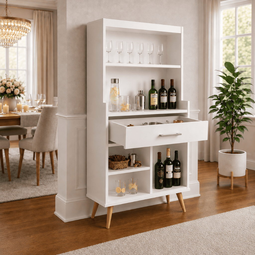 Novo Aparador Cristaleira Adega Bar Buffet Organizador Retrô Madeira para Qualquer Ambiente Bonatto
