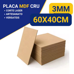 Placas MDF Cru 2,5mm 60x40 para Artesanato Profissional Econômico Corte Laser Sublimação Marcenaria