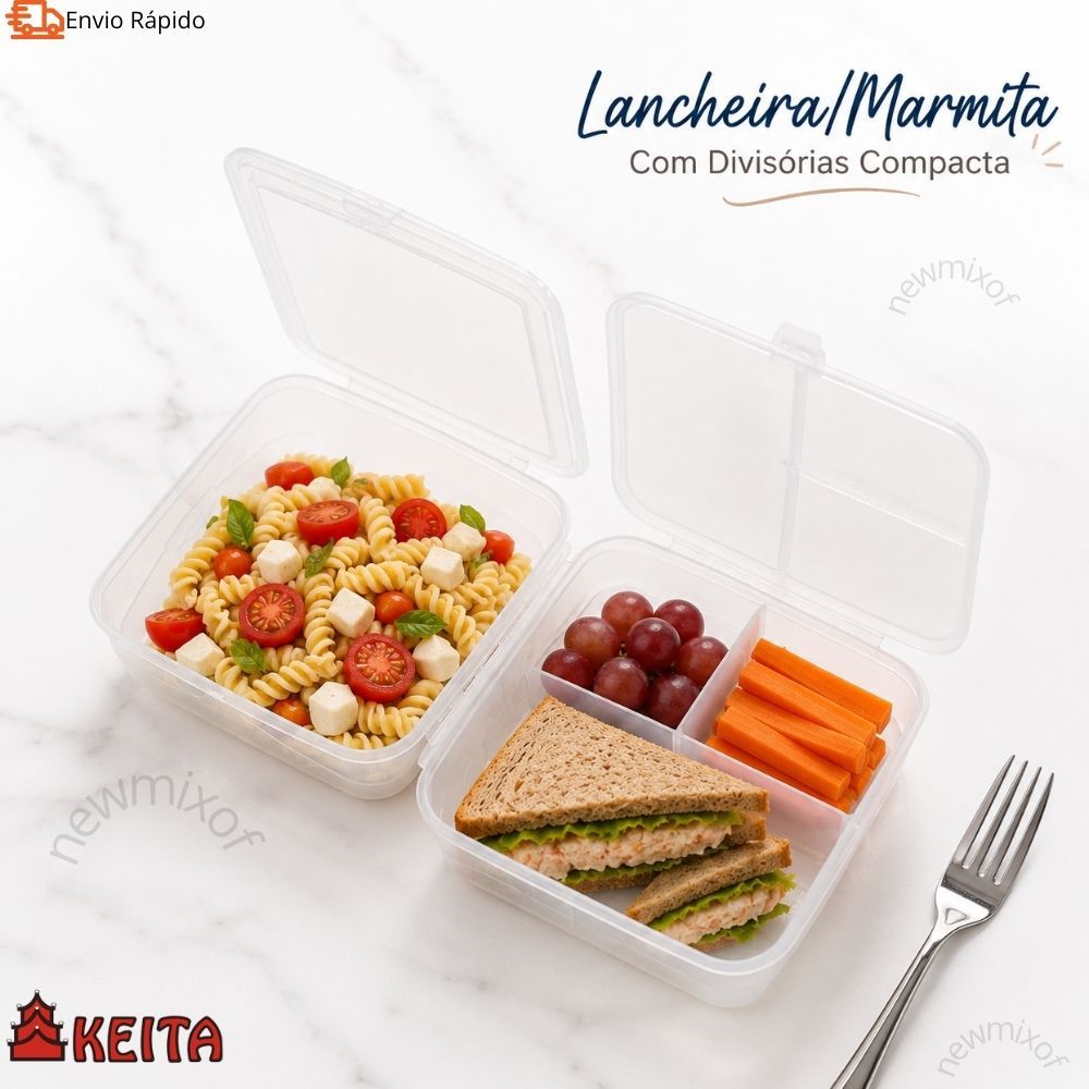 Lancheira Marmita Escolar  2 Dupla com 4 Divisorias  Escolar com Trava Pote Lnache  Fit Fitness BPA Free