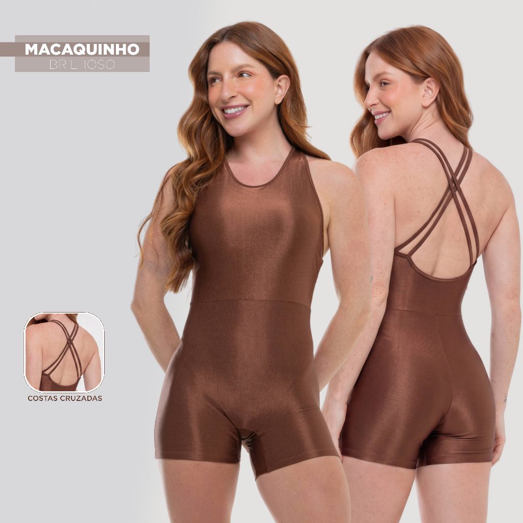 Macaquinho Fitness Feminino Brilhoso Trilobal Canelado - Academia, Treino, Corrida e Conforto · foto 2
