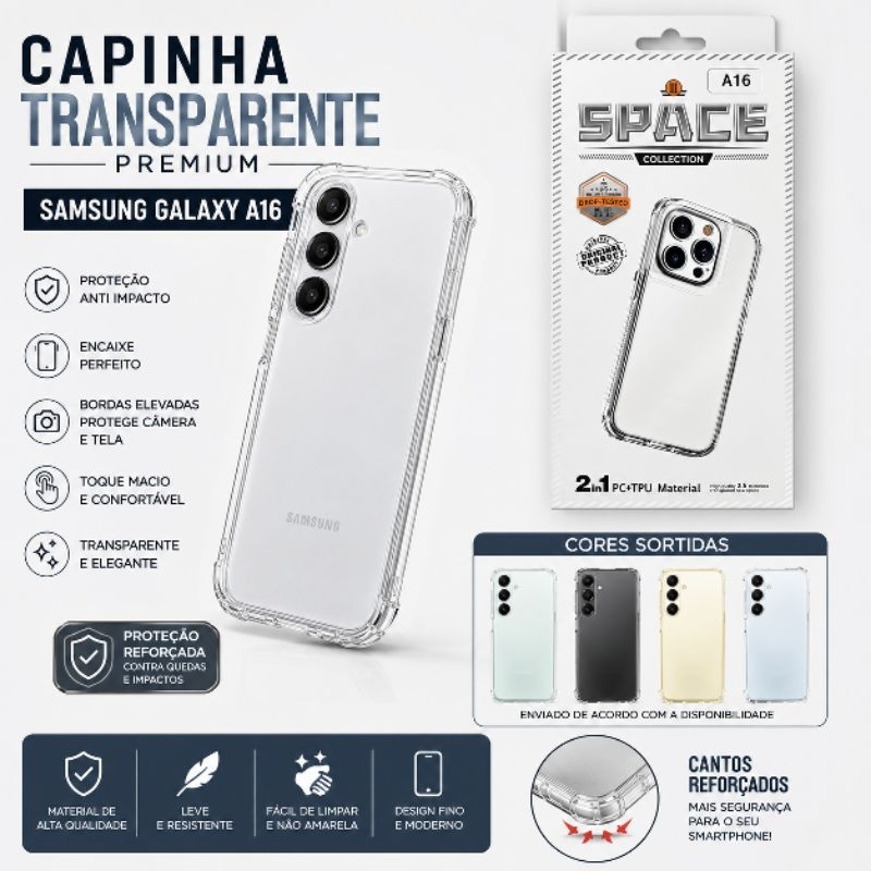 Capinha Transparente Anti Impacto Samsung Galaxy A16 Space Collection Premium