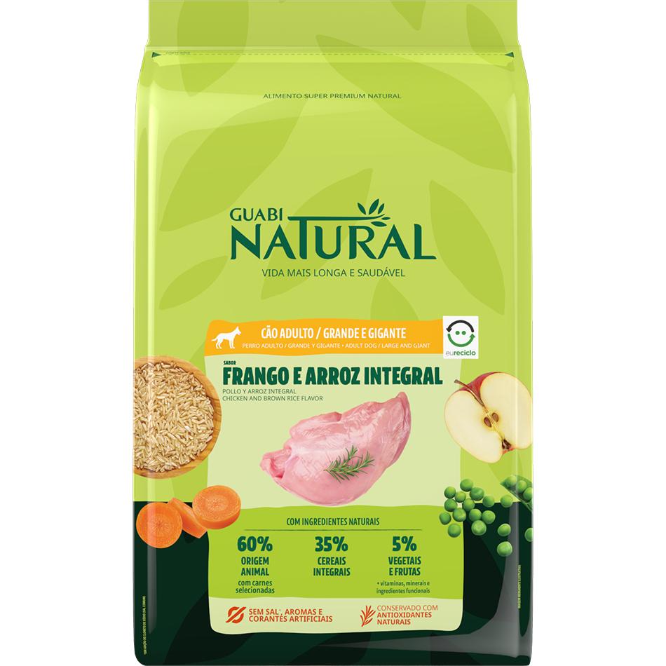 Ração Guabi Natural Cão Grande e Gigante Frango e Arroz Integral 12 kg