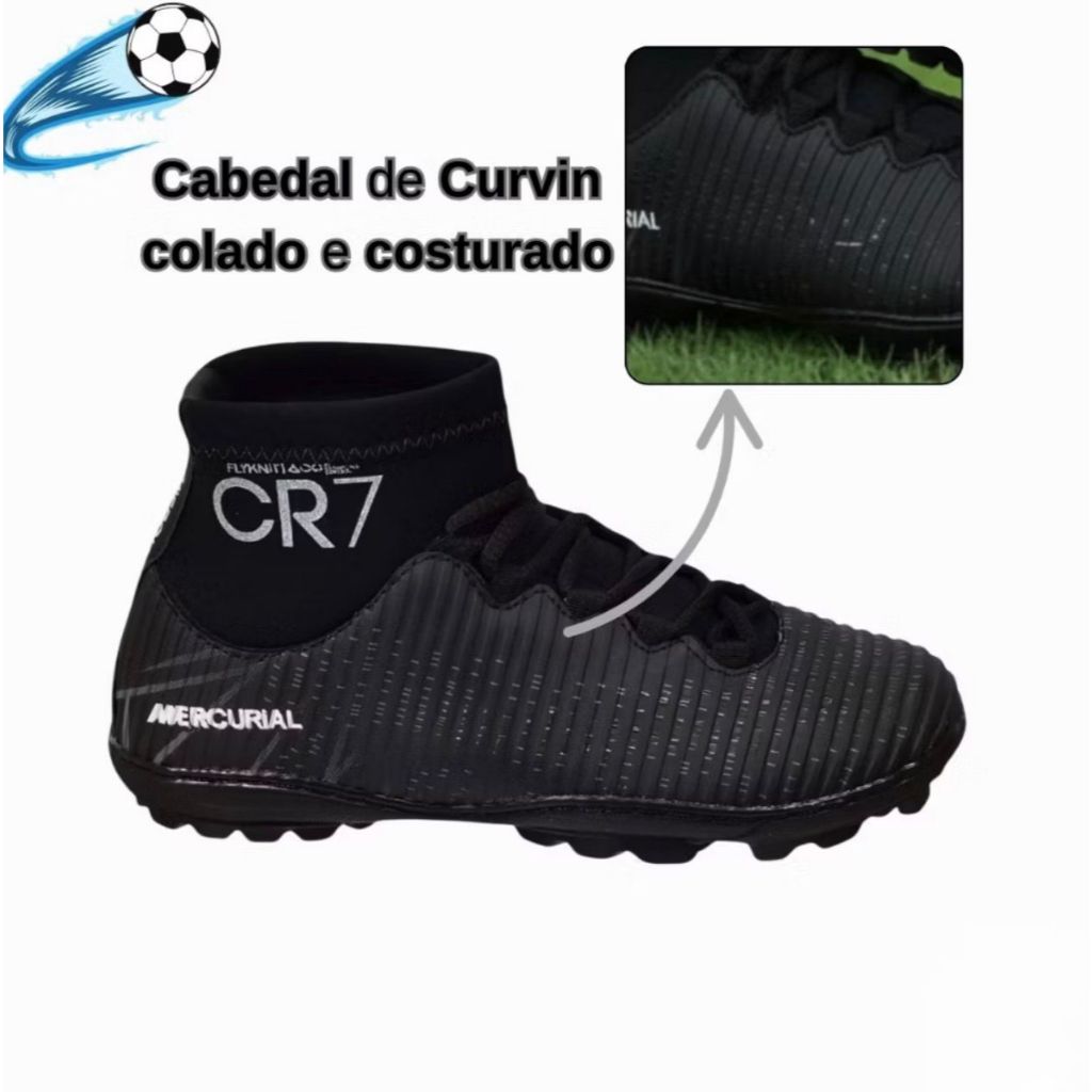 Chuteira Infantil Society Adulto Juvenil CR-7 Promoção Costurada E Colada Lançamento ENVIO IMEDIATO
