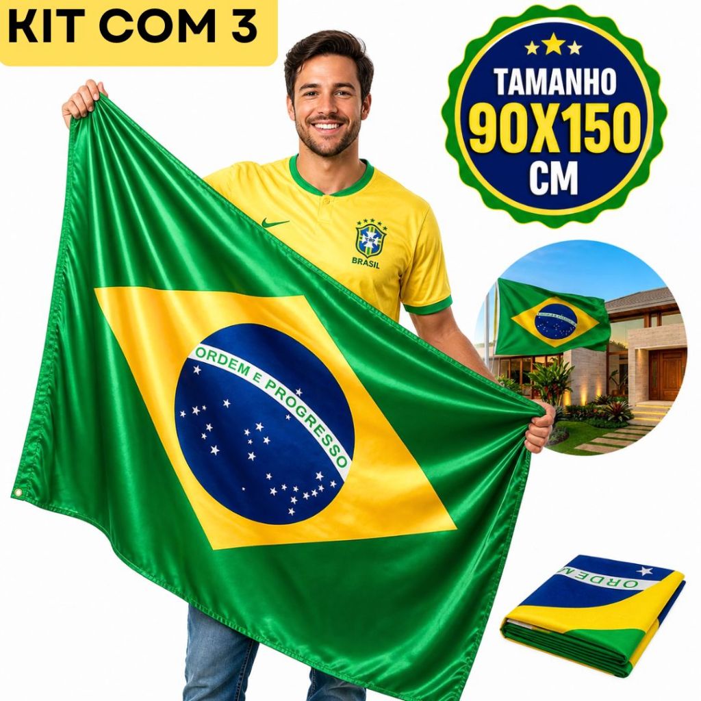 Bandeira do Brasil 150x90 Grande Copa do Mundo Jogos Seleção Torcida Resistente Premium