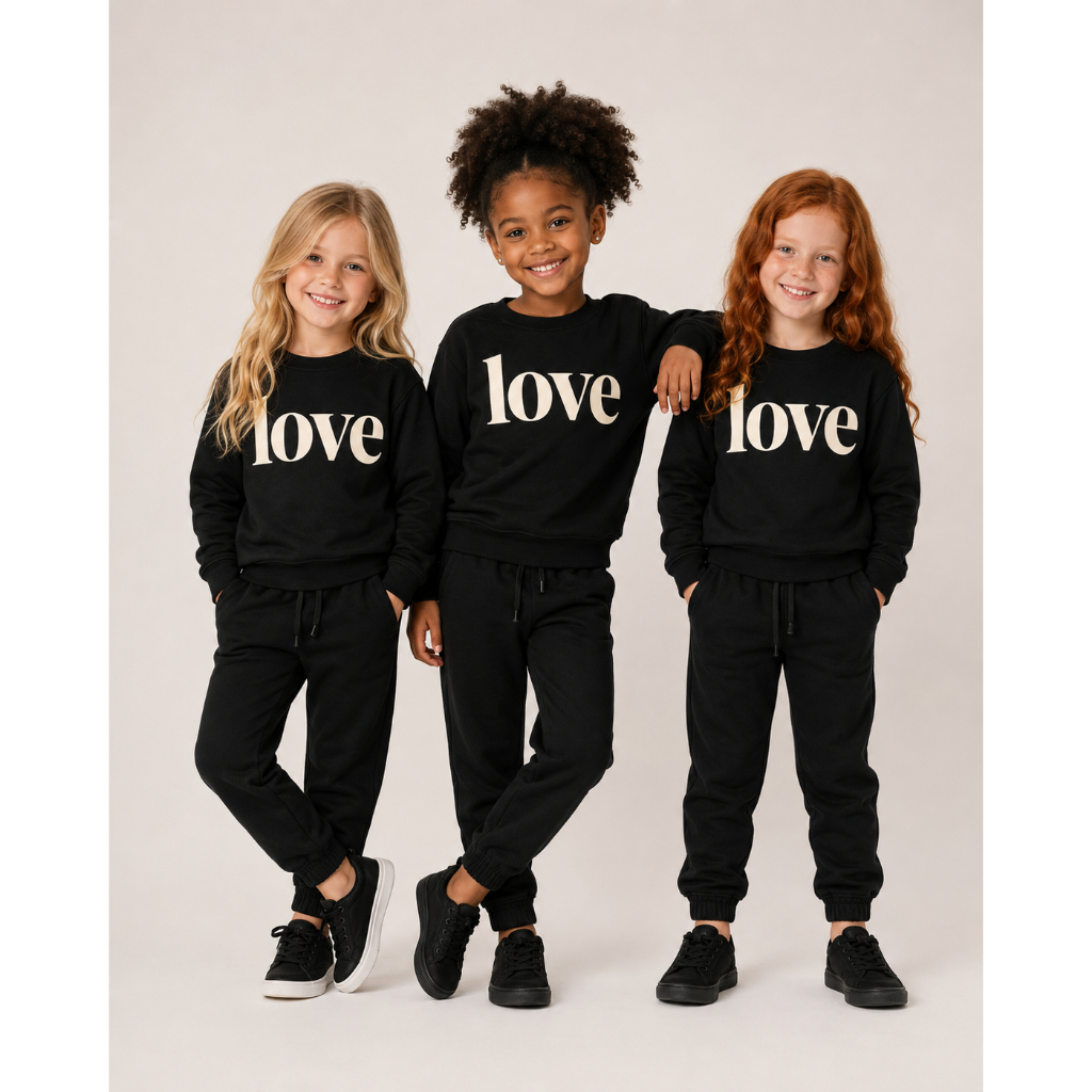 Conjunto Moleton Infantil Feminino Love Estiloso e quentinho Calça Jogger Confortavel
