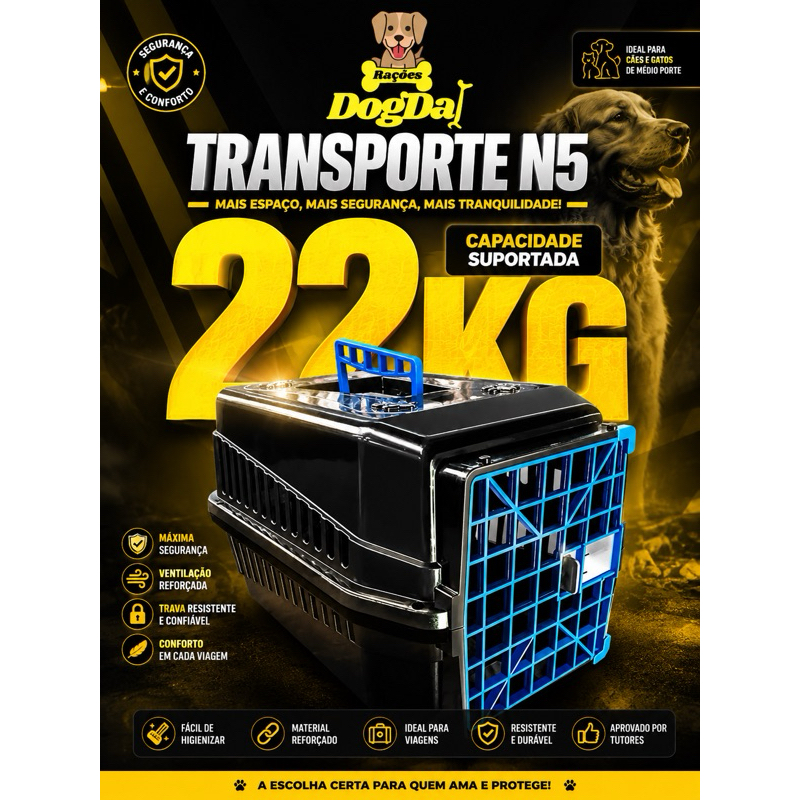 Caixa De Transporte Pet n5 Cachorros Gatos SUPER REFORÇADO