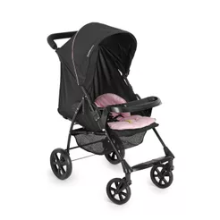 Carrinho De Bebê Galzerano Romano Preto Rosa Até 22Kg Com Bandeja E Capota Retrátil