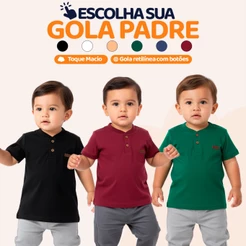Camisa Gola Padre Bebê Menino Básica Elegante e Confortável L09