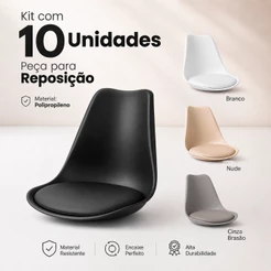 Kit 10 Assentos Reposição para Cadeira Saarinen Polipropileno Assento Leda Estofado Confortável