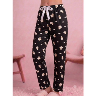 Calça de Pijama Avulsa Confortável Suede Longo Inverno Feminino Adulto