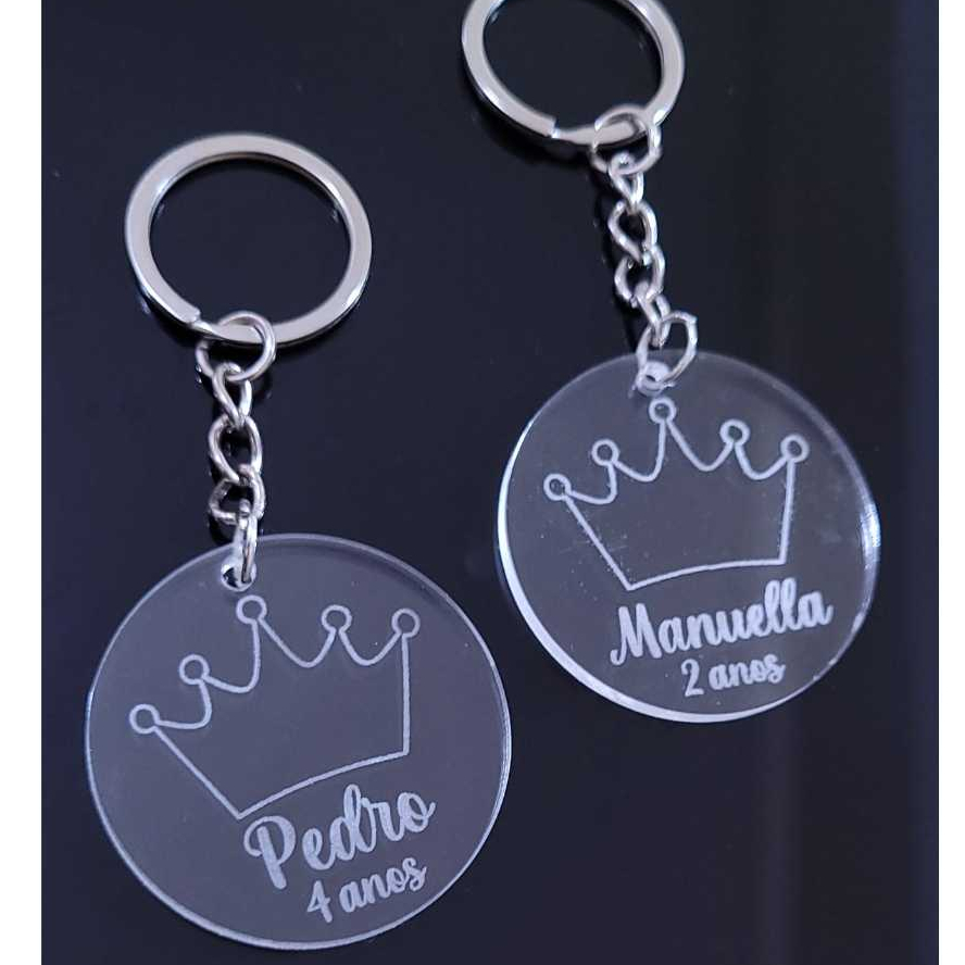 LEMBRANCINHA CHAVEIRO COROA PERSONALIZADO COM NOME - CHA DE BEBE - ANIVERSARIO - MATERNIDADE - PRINCIPE / PRINCESA