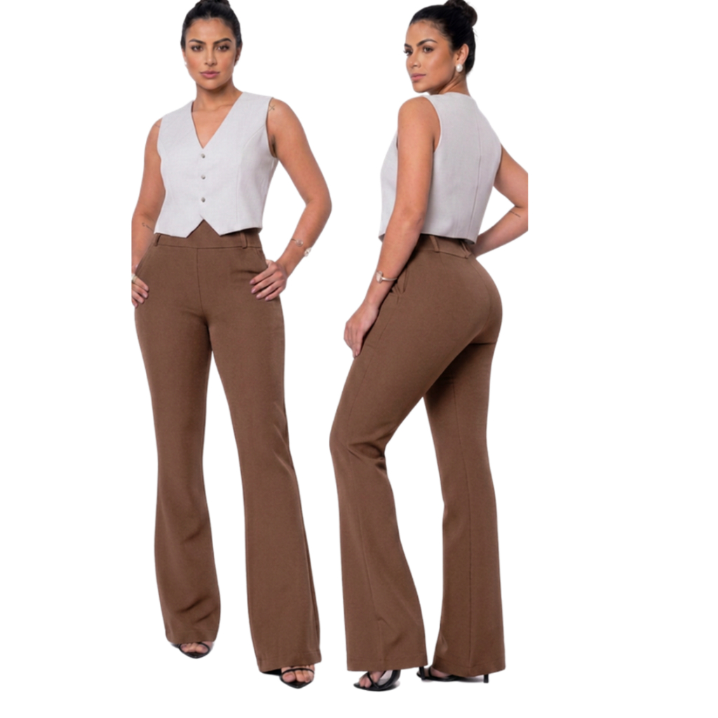 Calça Flare De Alfaiataria Marrom Essencial