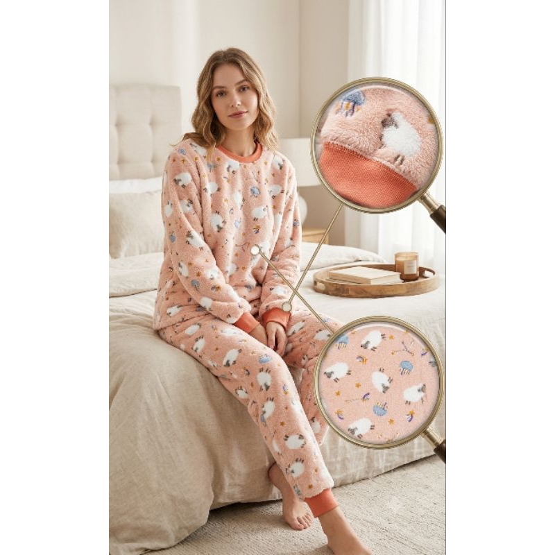 Pijamas de Flecce unissex quentinho adulto