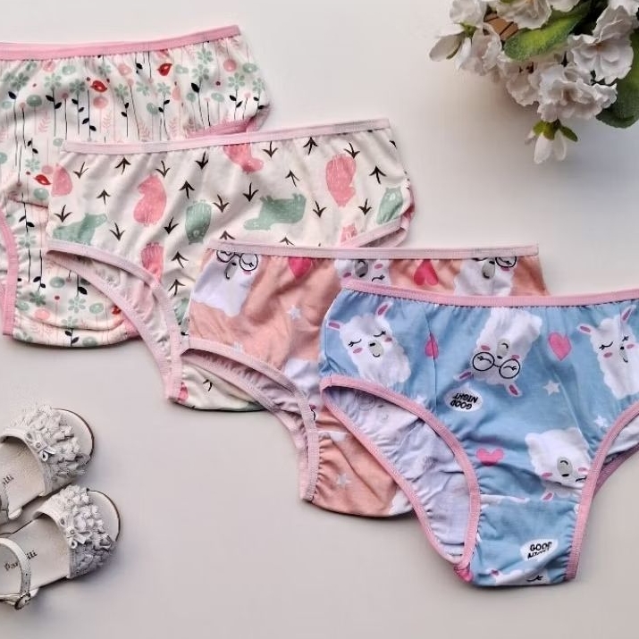 Kit 3 Calcinhas Menina Infantil 100% Algodão Confortável Antialérgica Estampada Roupa Íntima Premium