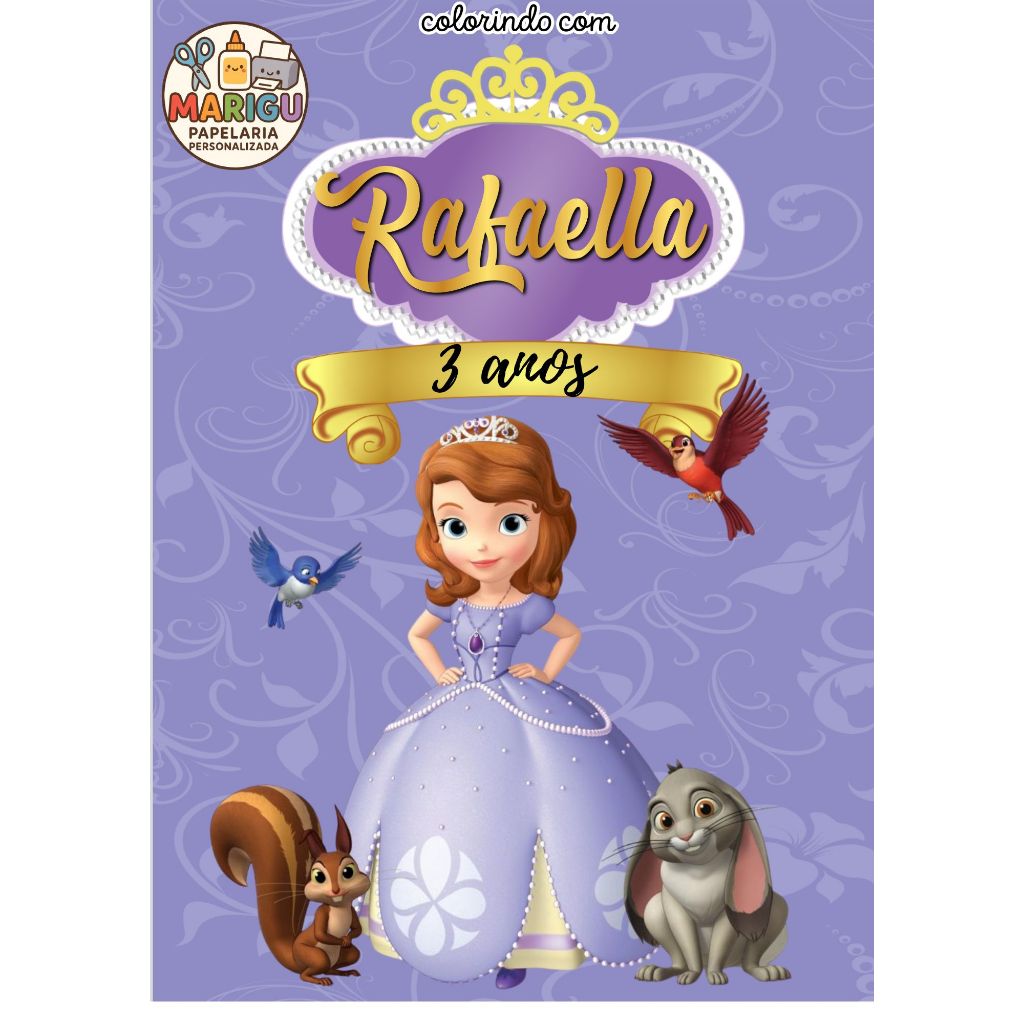 Mini Livro de colorir personalizado lembrancinha aniversario Princesa Princesinha Sofia Sophia
