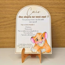 Plaquinha Centro de Mesa Personalizada Rei Leão- Plaquinha de Agradecimento
