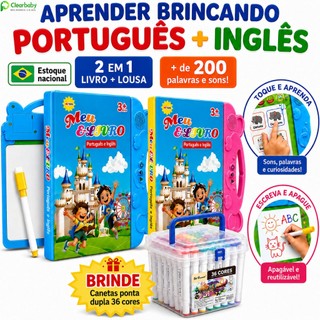 Livro Sonoro Interativo para Crianças Português e Inglês Livro Ilustrado Bilíngue  Brinqu…