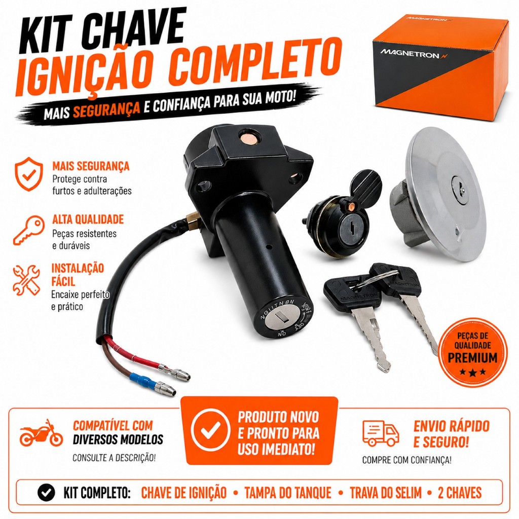 Kit Chave Ignição Yamaha Ybr 125i Factor UBS 2019 a 2024 Ybr 150 Factor Ed UBS 2018 2019 2020 a 2024