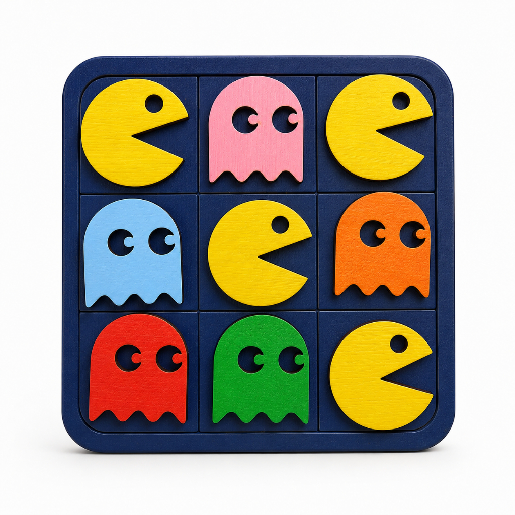 Kit 15 Jogos Da Velha Pac Man MDF Pintado 10 cm Infantil Lembrancinha Festa Brinde Educativo