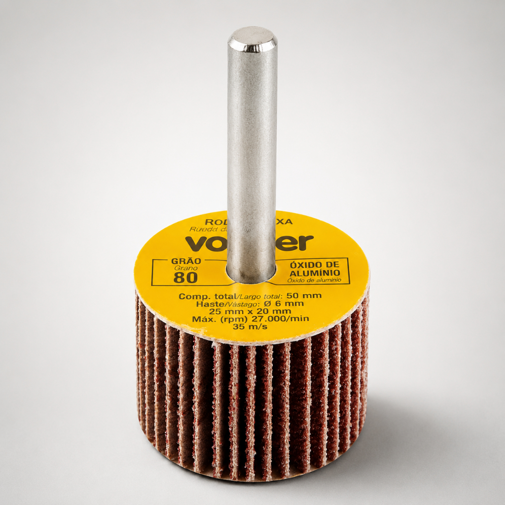 Roda de Lixa 25 x 20 mm com Haste para Micro Retífica Grãos 80 100 120 e 220 Vonder