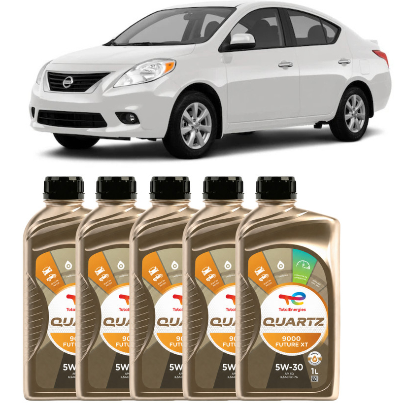 Kit 5 Litros Óleo Nissan Versa 1.6 16V TOTAL Quartz 9000 Future XT 5W30 Sintético