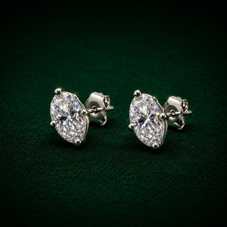 Brinco Moissanite Oval 5,7mm Prata 925 Joia Feminina Sofisticada