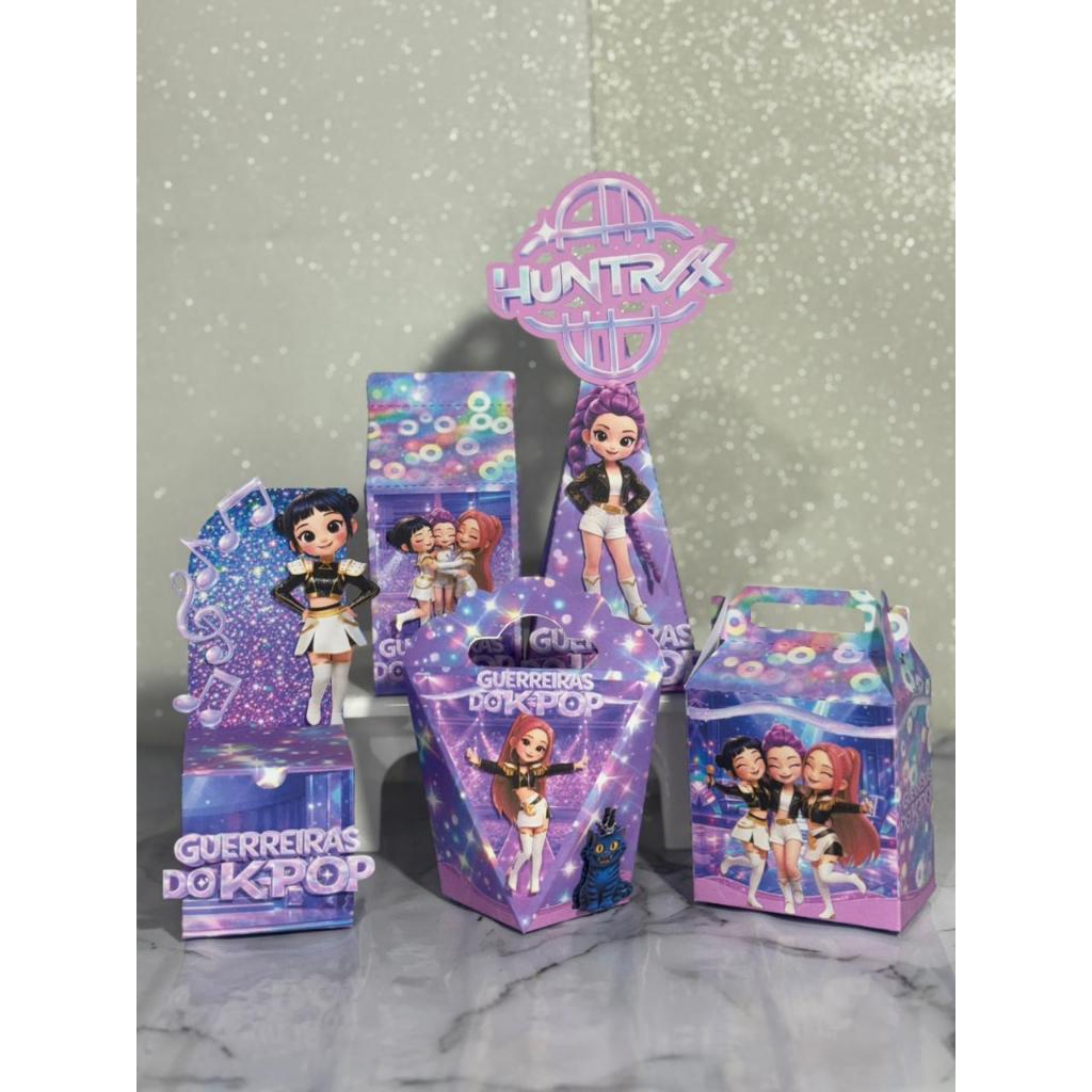 Kit Lembrancinha Personalizadas HUNTRIX GUERREIRAS - Caixinha Personalizadas de Aniversário
