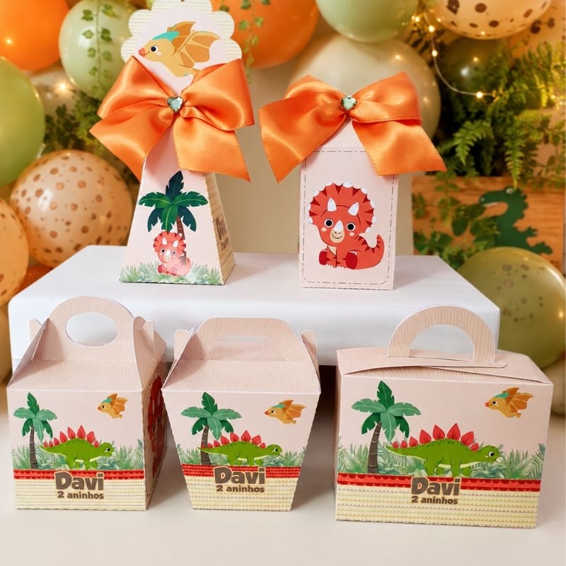 Kit Festa Dinossauro Baby Luxo Personalizado PEGUE E MONTE | Lembrancinhas em Caixinhas para Aniversário Infantil