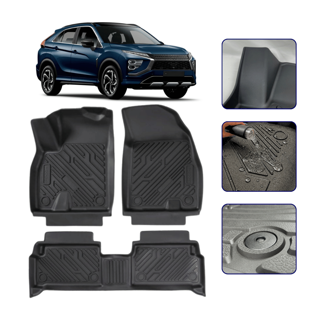 Tapete Bandeja 3D para Eclipse Cross Todos os Anos com Bordas Elevadas - Linha Premium