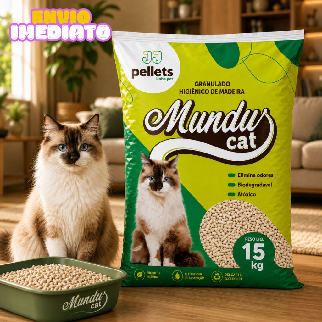 Areia p/gatos Granulado Higiênico Madeira 15/20/30KG Premium Absorção Total  - Envio Imediato