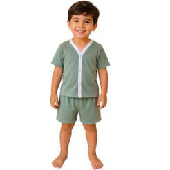 pijamas infantil americano menino cirúrgico curto botão