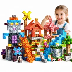 Blocos Magnéticos 100 Peças Montessori STEM–Cubos de Construção Pirata, Educativo para Crianças 3 a 10 Anos