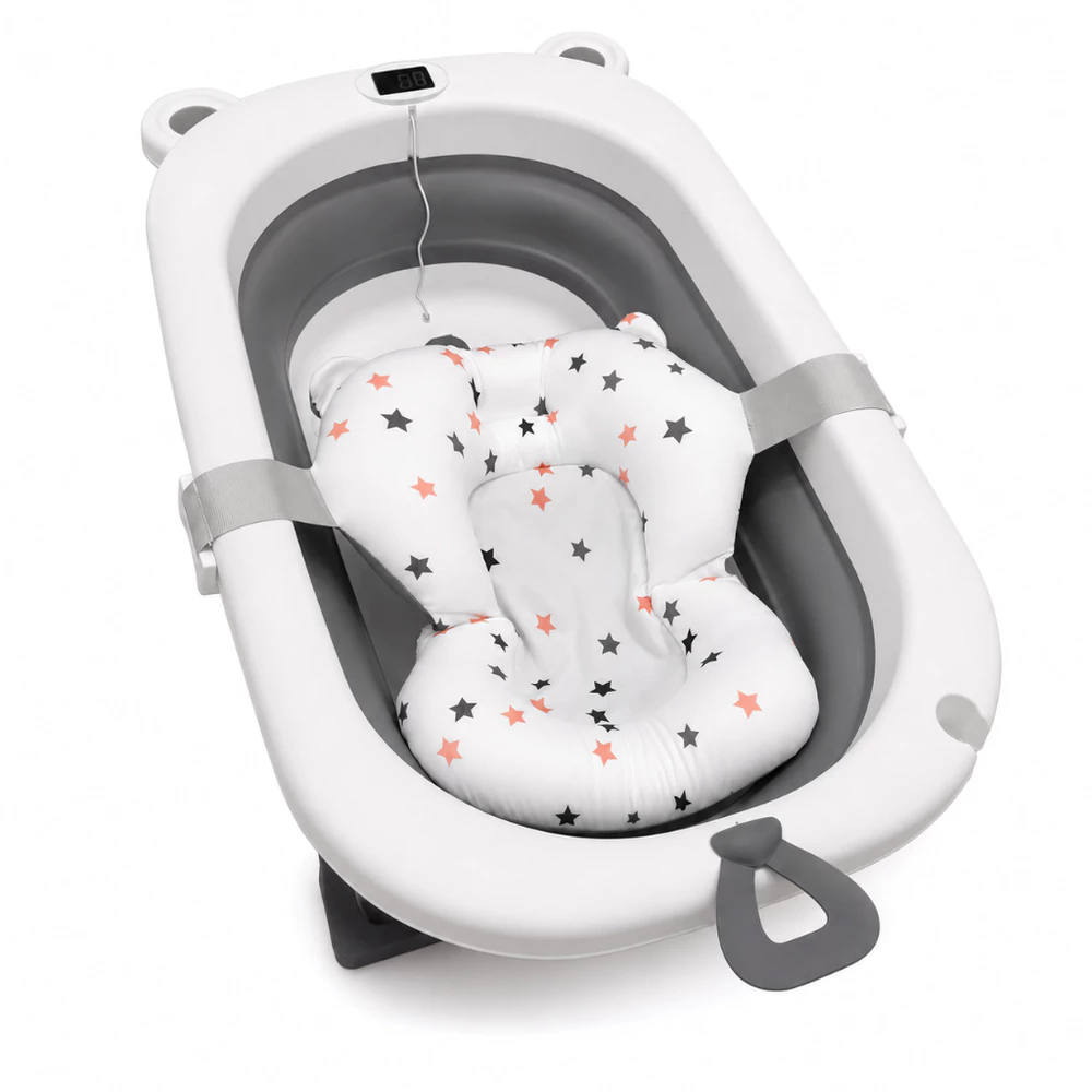 Banheira De Bebe Dobrável Portátil Com Termômetro Digital 40 Litros Infantil