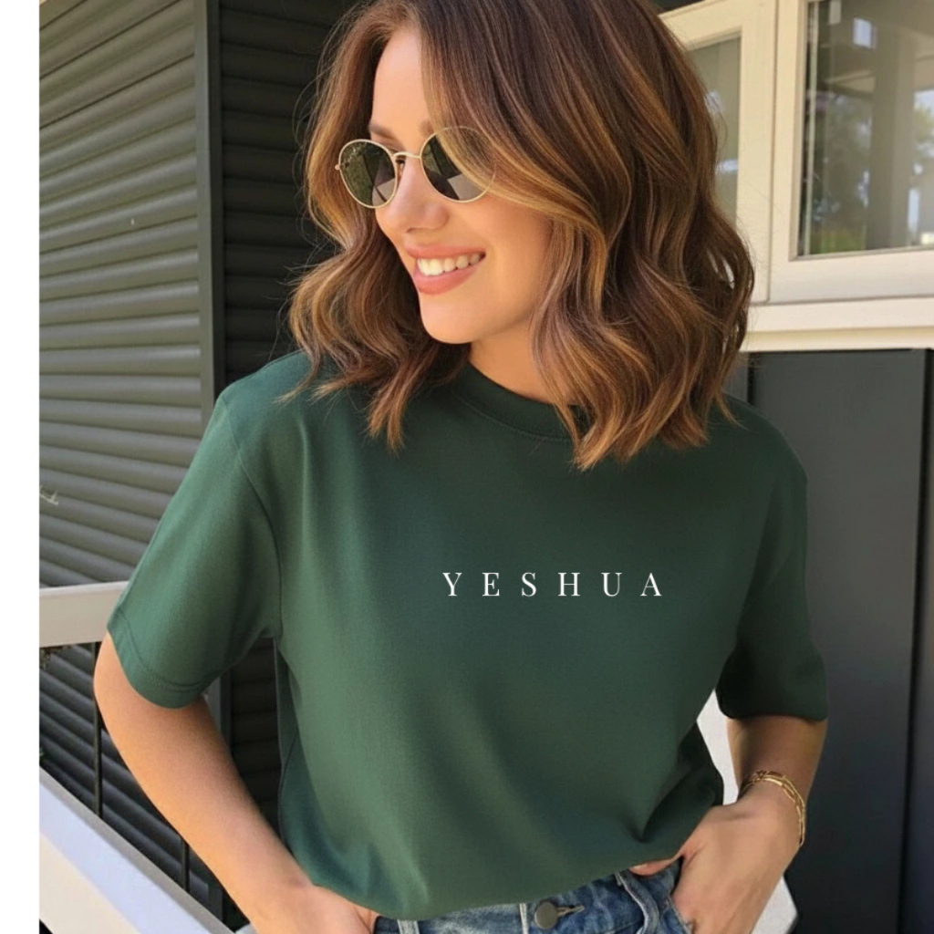 Camiseta Feminina Yeshua 100% Algodão Premium Estampa Cristã Gospel Casual Confortável Diversas Cores do P ao GG
