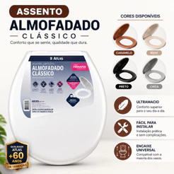 Assento Sanitário Almofadado Classico + Kit Para Fixação Várias Cores - Atlas Original