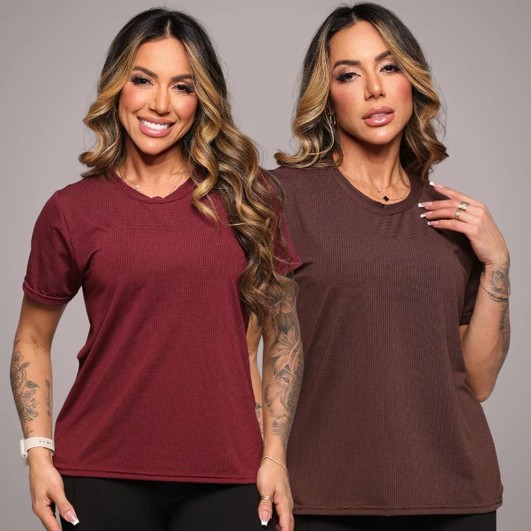Kit 2 Camiseta Feminina Dray Fit Premium Respiravel Secagem Rapida Corrida, Esportes ao ar livre — imagem 1