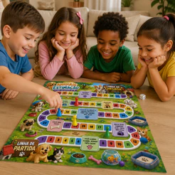 Jogo De Tabuleiro Infantil Educativo Em Lona 45x45cm Com Dado e Pinos Resistente