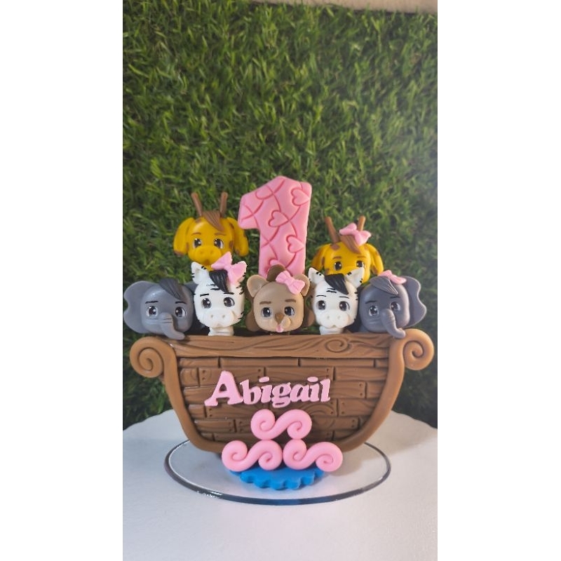 🐘 Vela de Biscuit Arca de Noé Personalizada – Topo de Bolo 🎂✨