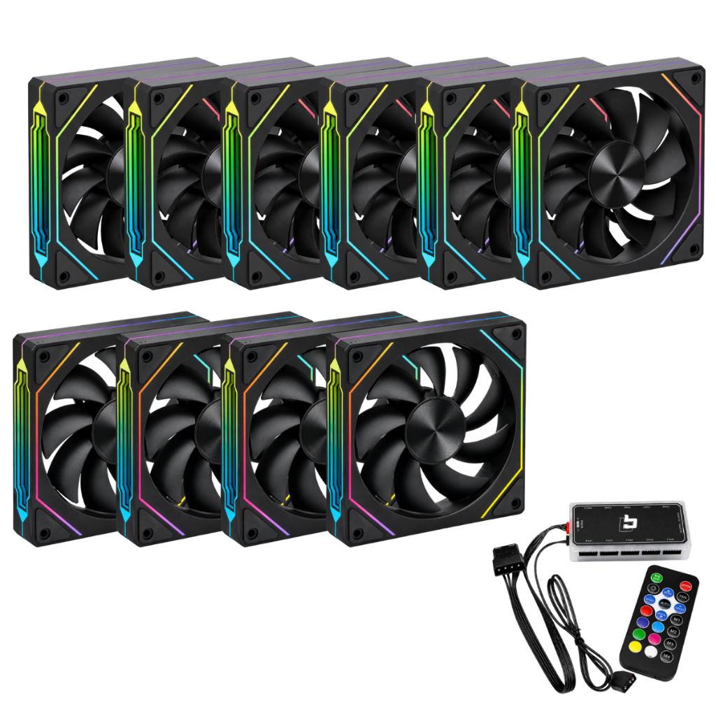 Fan Cooler Ventoinha para PC Gamer Brocbyte Pulse Argb 120mm 6pin com Controladora Molex, escolha seu KIT!