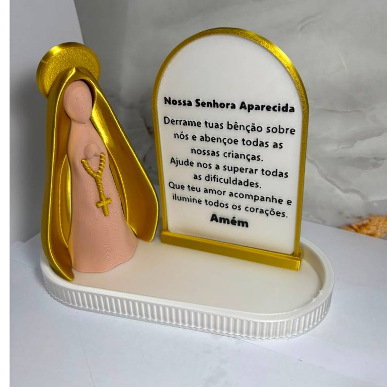 Nossa Senhora Aparecida Decorativa Imagem Com Oração Placa Religiosa Presente Católico Impressão 3D