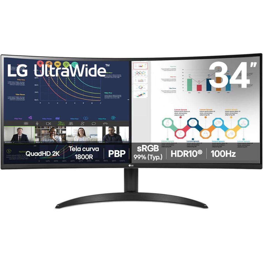 Monitor LG UltraWide™ Curvo 34" QuadHD 2K 100Hz