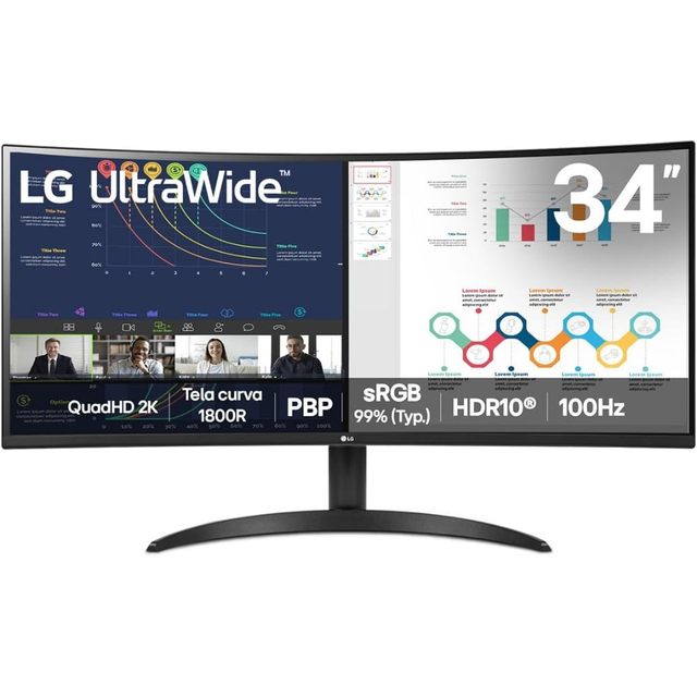 Monitor LG UltraWide Curvo 34" QuadHD 2K 100Hz