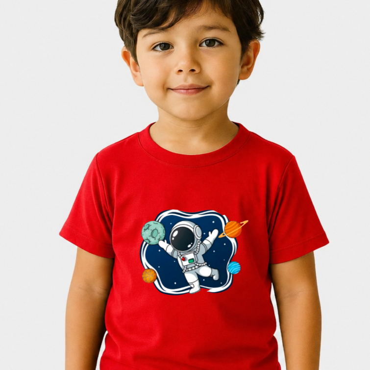 Camiseta Infantil Estampa Explorar Espacial 1509 Astronauta Meninos Espaço Crianças Dia A Dia Confortável