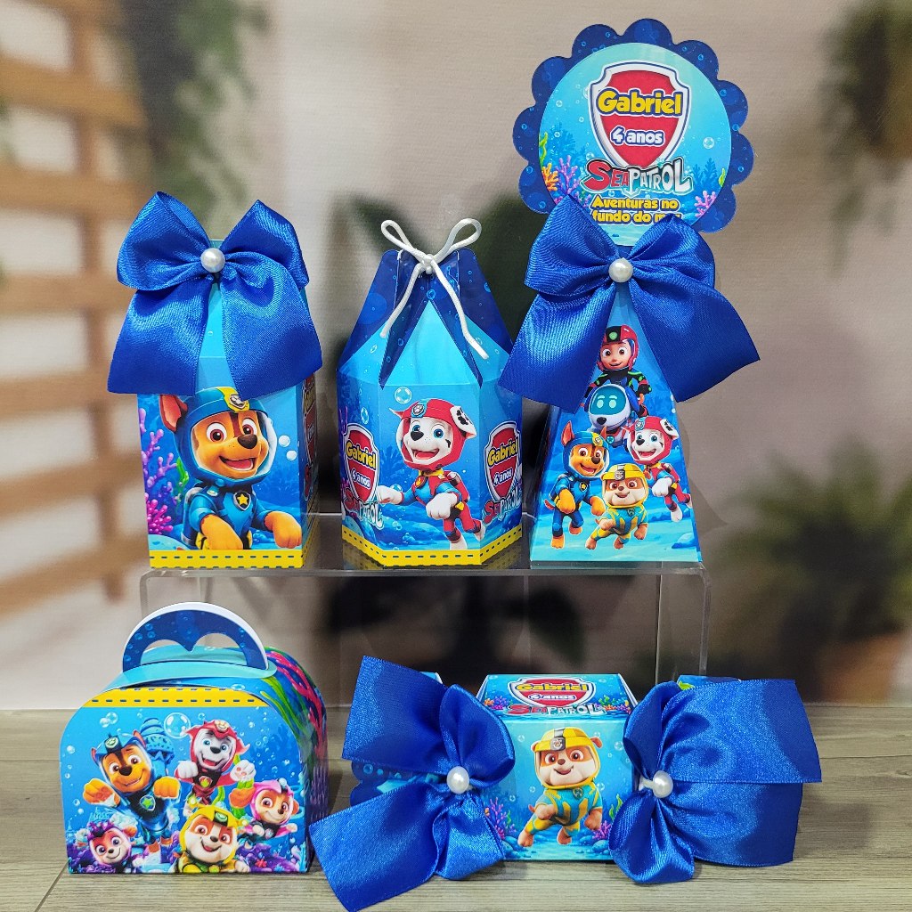 Kit Festa Personalizado Patrulha Canina Fundo do Mar - DESMONTADO - Lembrancinhas de Aniversário Infantil