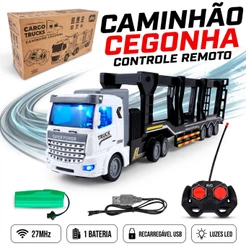 Caminhão Carrinho Controle Remoto Recarregável Led Carreta Brinquedos De Menino
