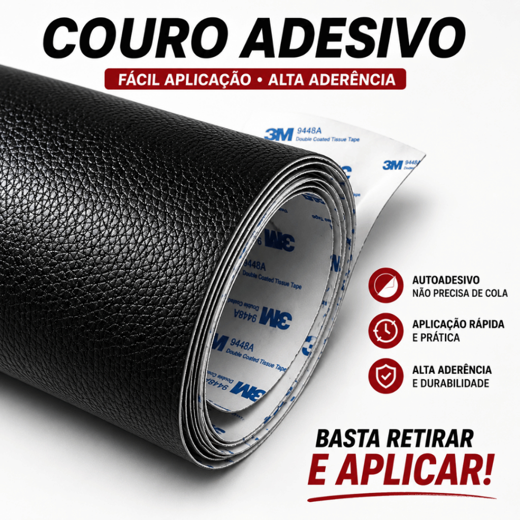 Remendo Adesivo Couro Autoadesivo Reparo Sofá Poltrona Moto Banco Carro Courvin Bolsa Jaqueta Furo Rasgo Conserto