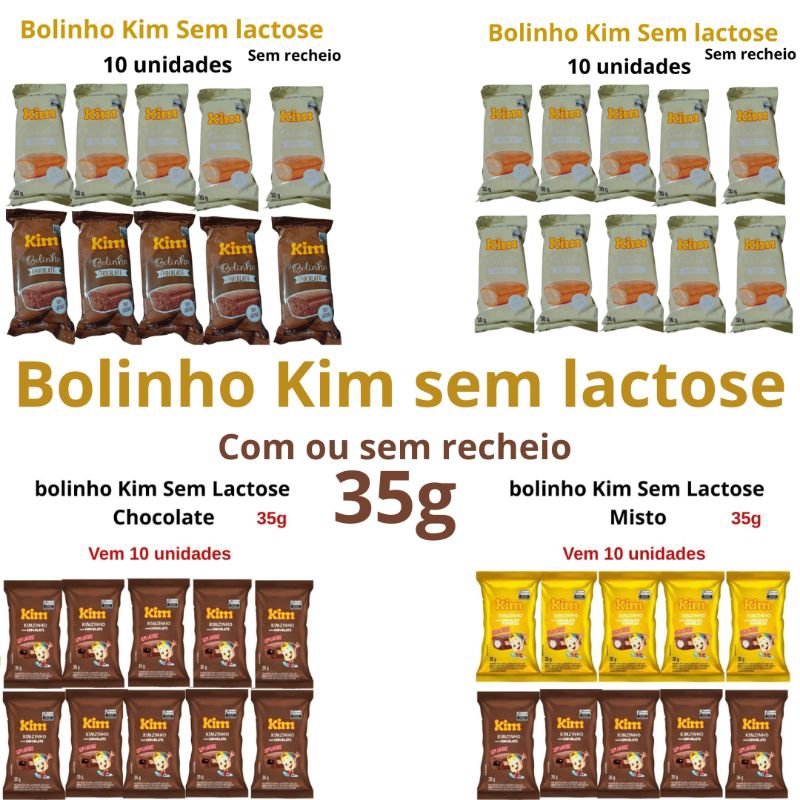 kit 10 Bolinhos Kim Sem Lactose 35g Bolinho Sem Lactose Kit Escolar Doces Sem Lactose Itens café da manhã sem lactose