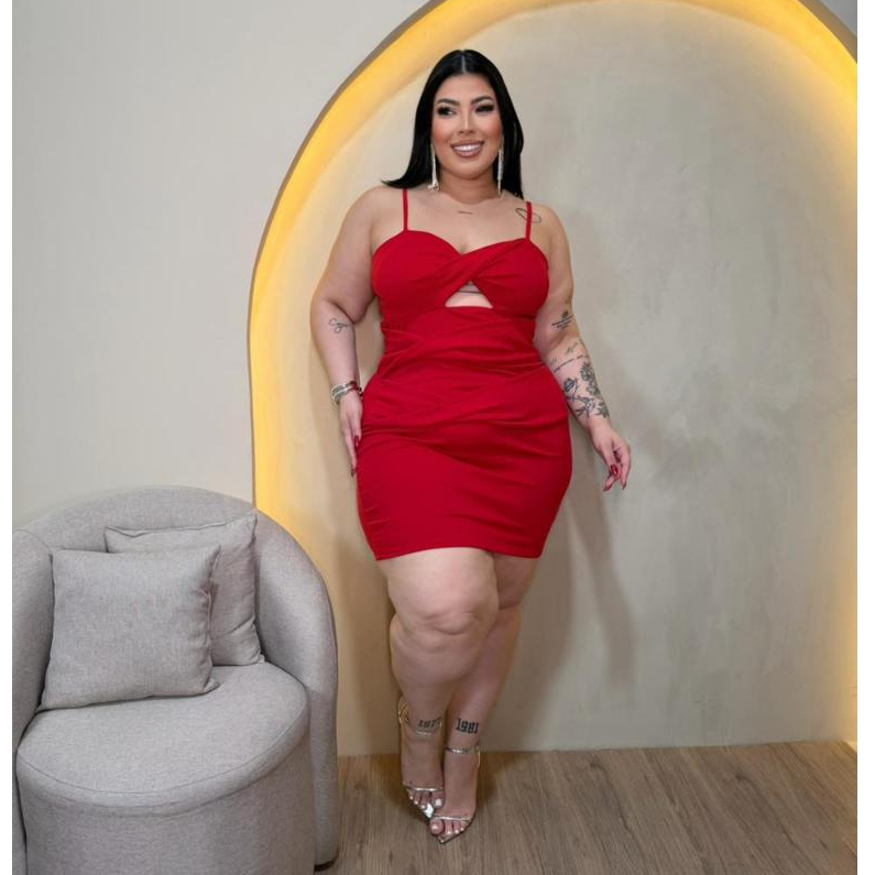 Vestido Plus Size Curto Feminino Soltinho Alça Festa Casual Básico Roupa Feminina De Noite Convidada